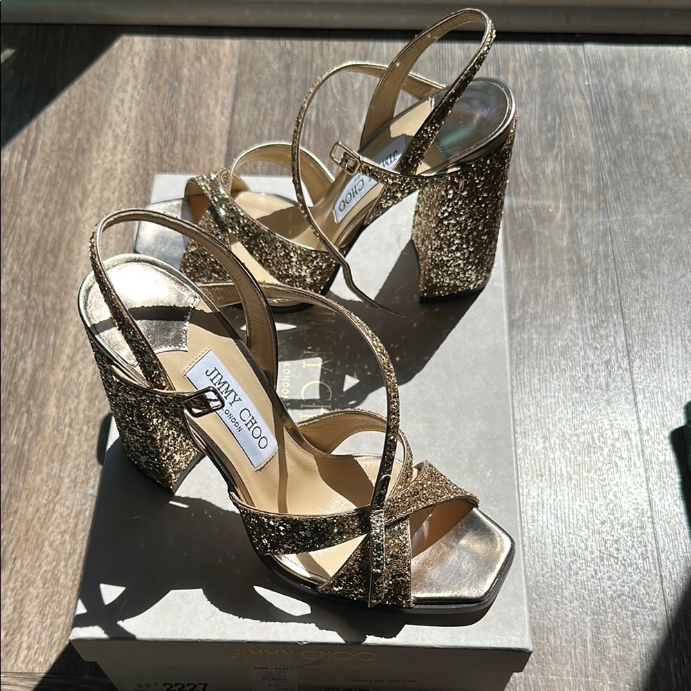 Jimmy Choo Gold High Heel Sandals